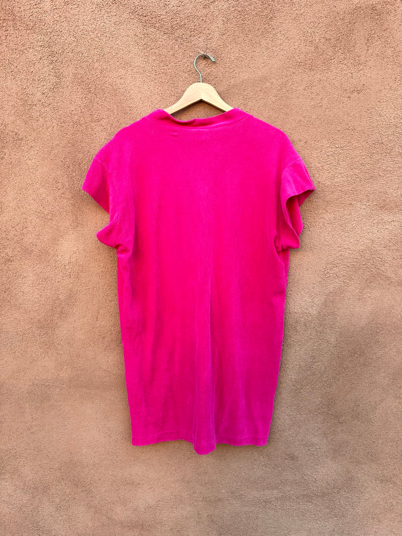 1970's Pink De Weese Designs Terrycloth Swim/Sun Top