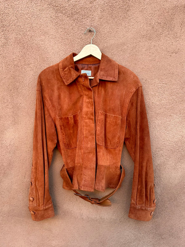 Brown Suede Saks Fifth Ave. Belt Jacket