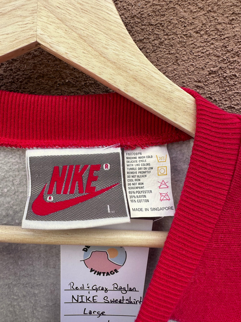 Red & Gray Raglan Nike Sweatshirt