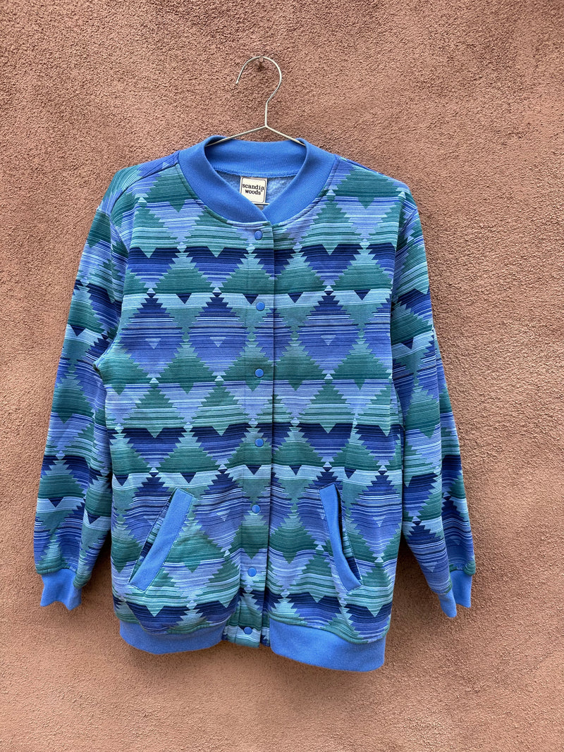 Scandia Southwest Style Snap Cardigan Sweatshirt