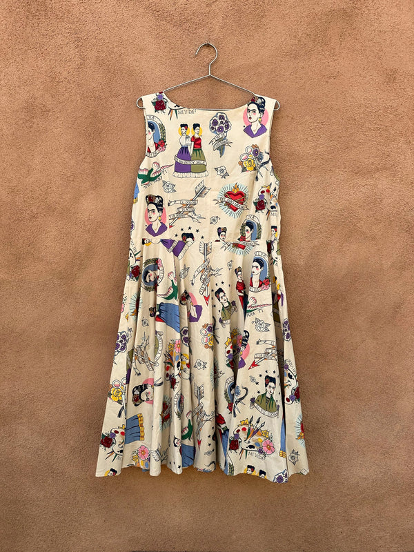 Frida Kahlo American Traditional Tattoo Print Dress