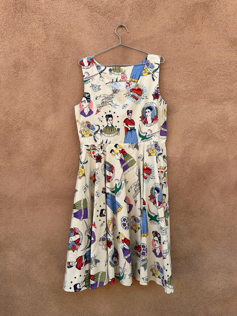Frida Kahlo American Traditional Tattoo Print Dress