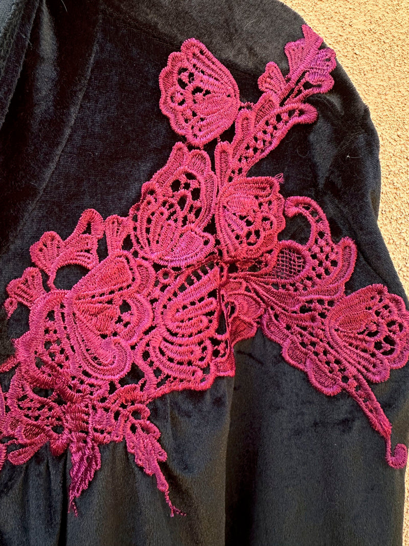 Hooded Velour & Lace Cape OSFM