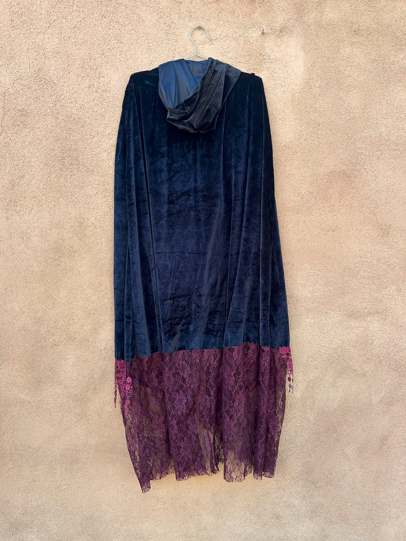 Hooded Velour & Lace Cape OSFM
