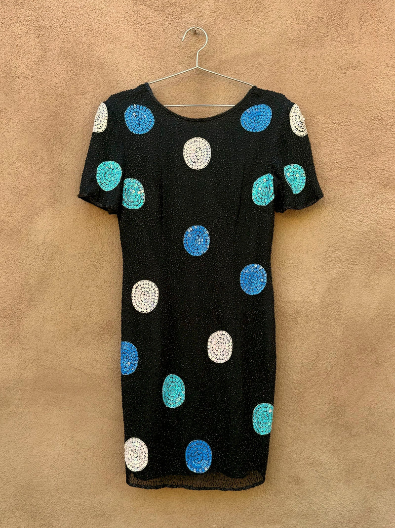 Beaded Mini Dress by Leslie Fay