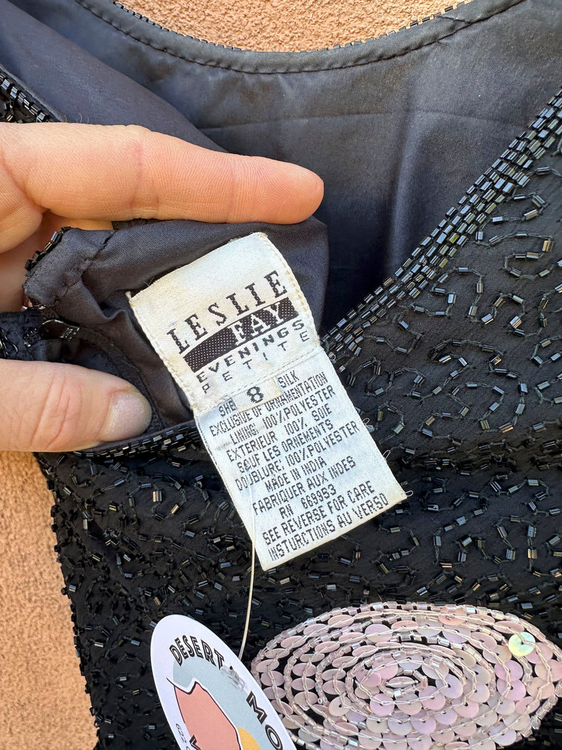 Beaded Mini Dress by Leslie Fay