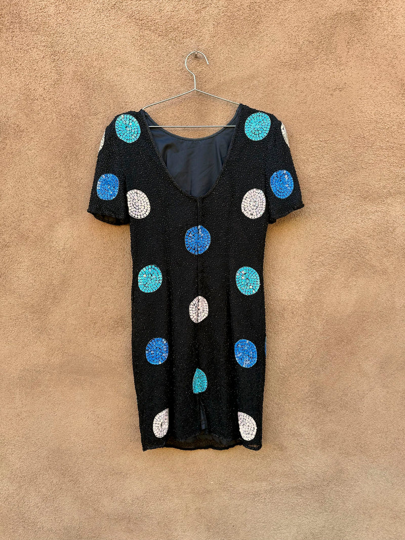 Beaded Mini Dress by Leslie Fay