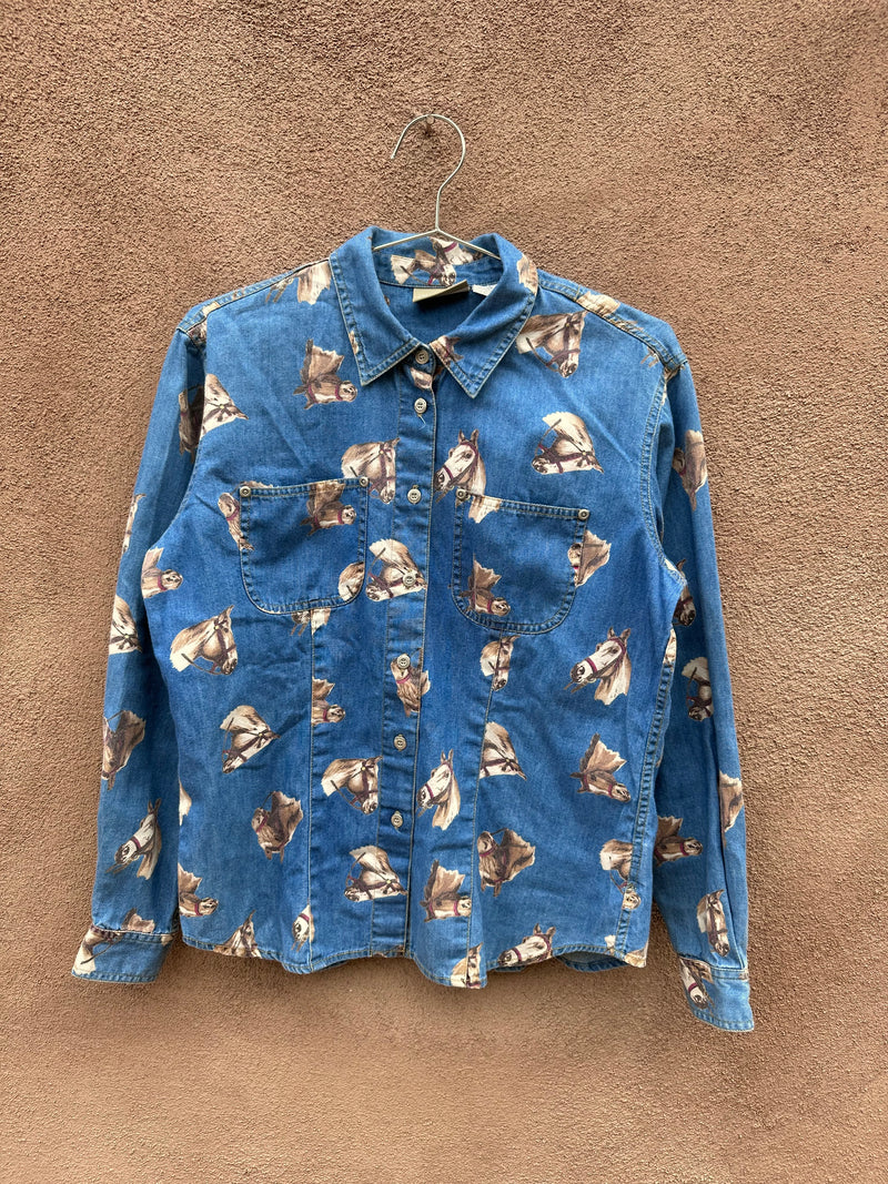 Liz Claiborne Denim Horse Blouse