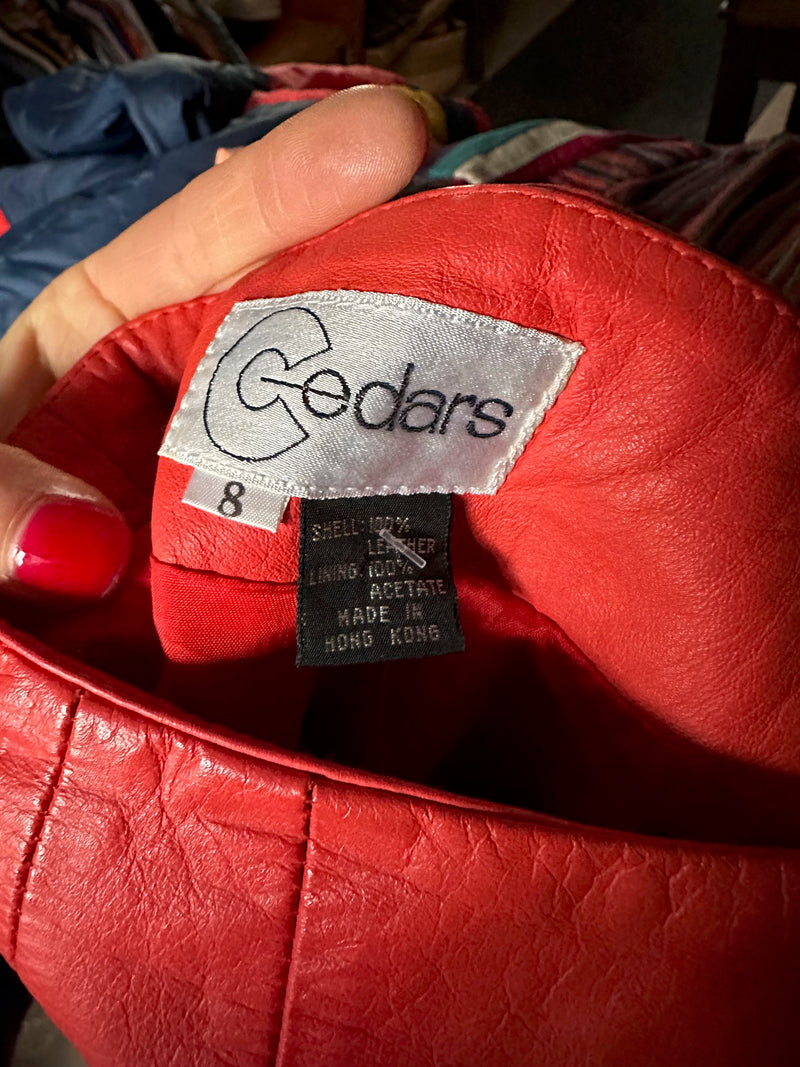 Red Leather Skirt by Cedars - 8