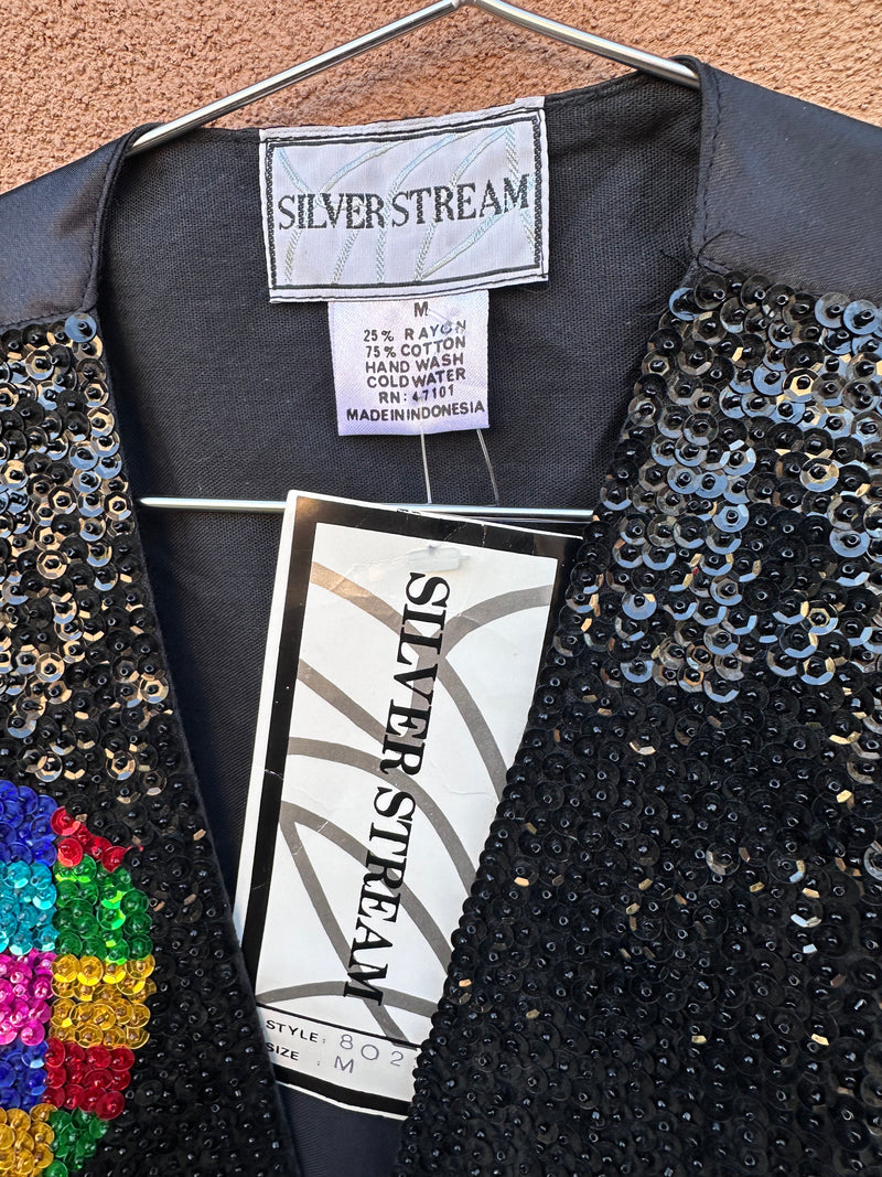 Silver Stream Beaded & Sequined Hot Air Balloon Vest