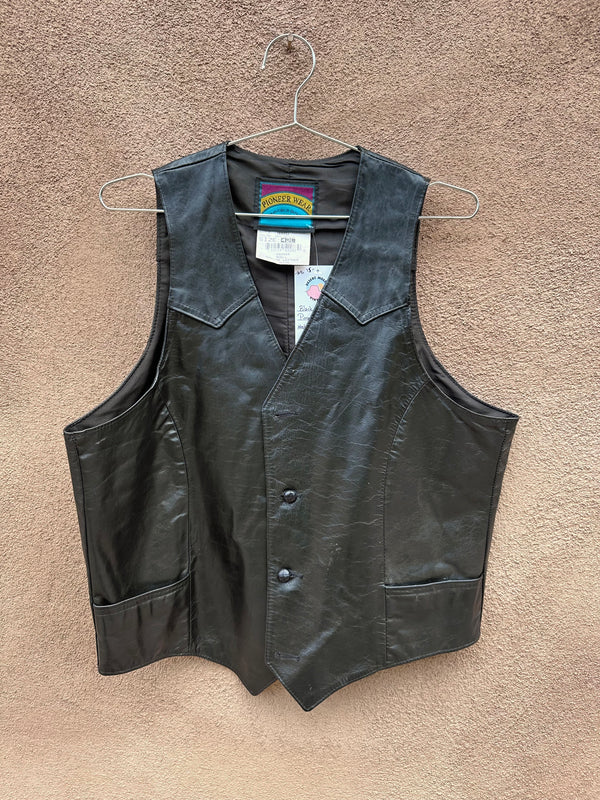 Black Leather Pioneer Wear Western Vest - as is