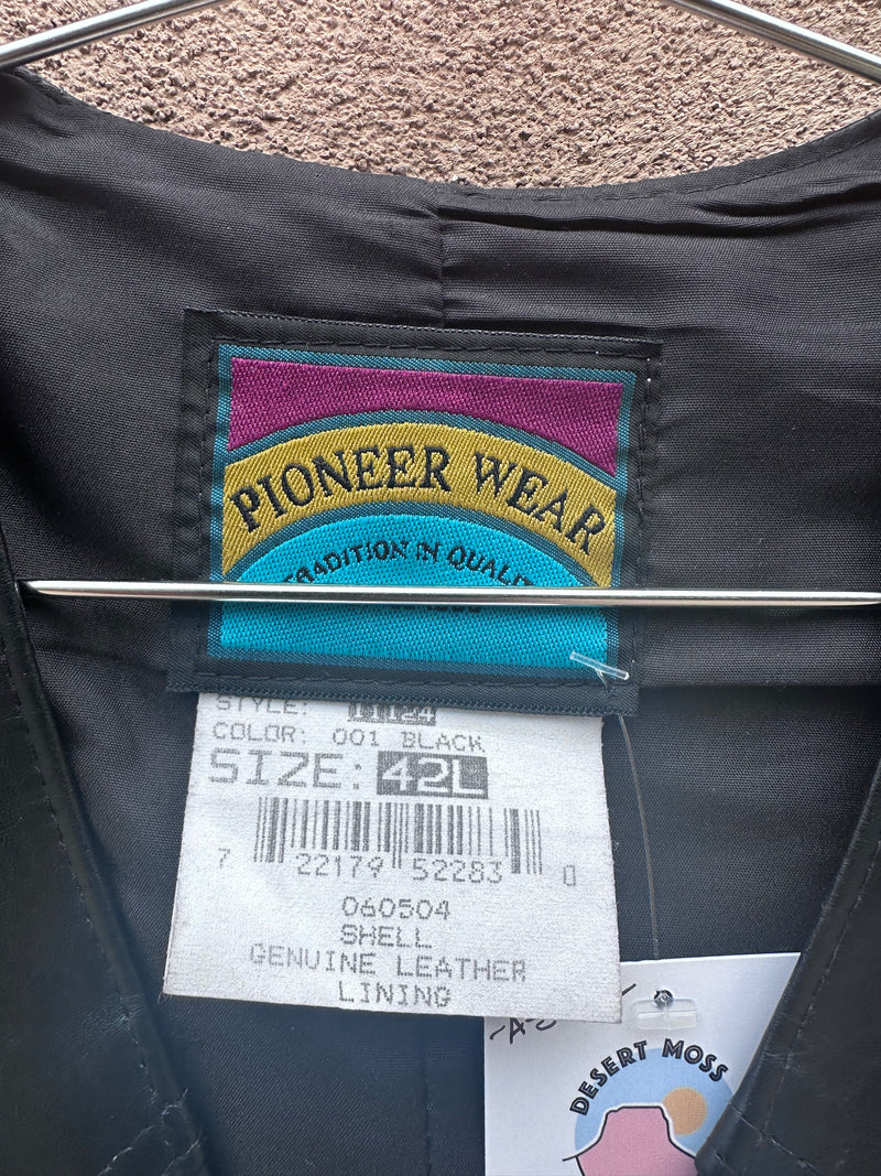 Black Leather Pioneer Wear Western Vest - as is