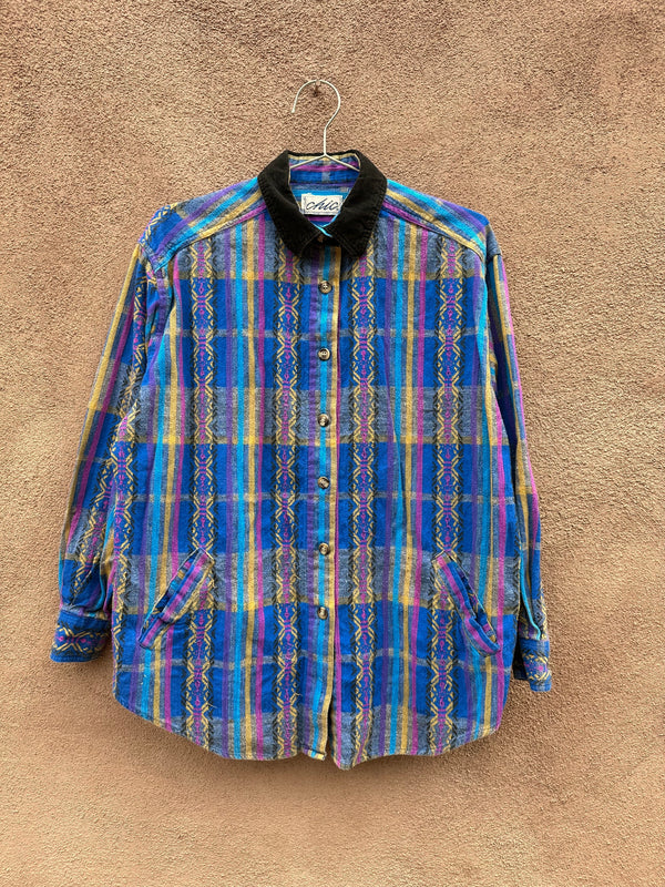 Chic Plaid Shirt Jacket with Embroidery (on hold)