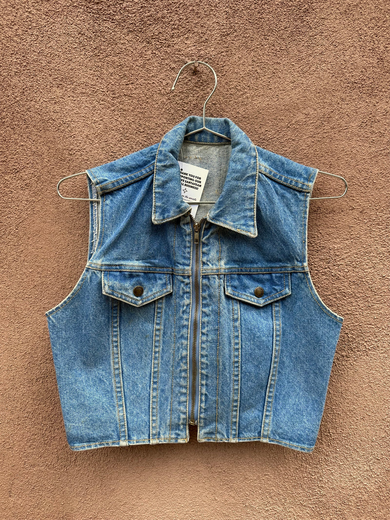 Paris Blues Denim Zip Up Vest - Cropped