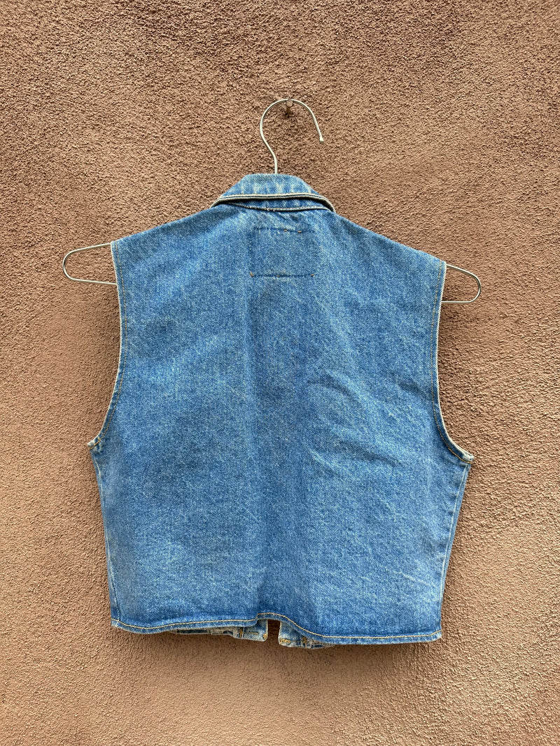 Paris Blues Denim Zip Up Vest - Cropped