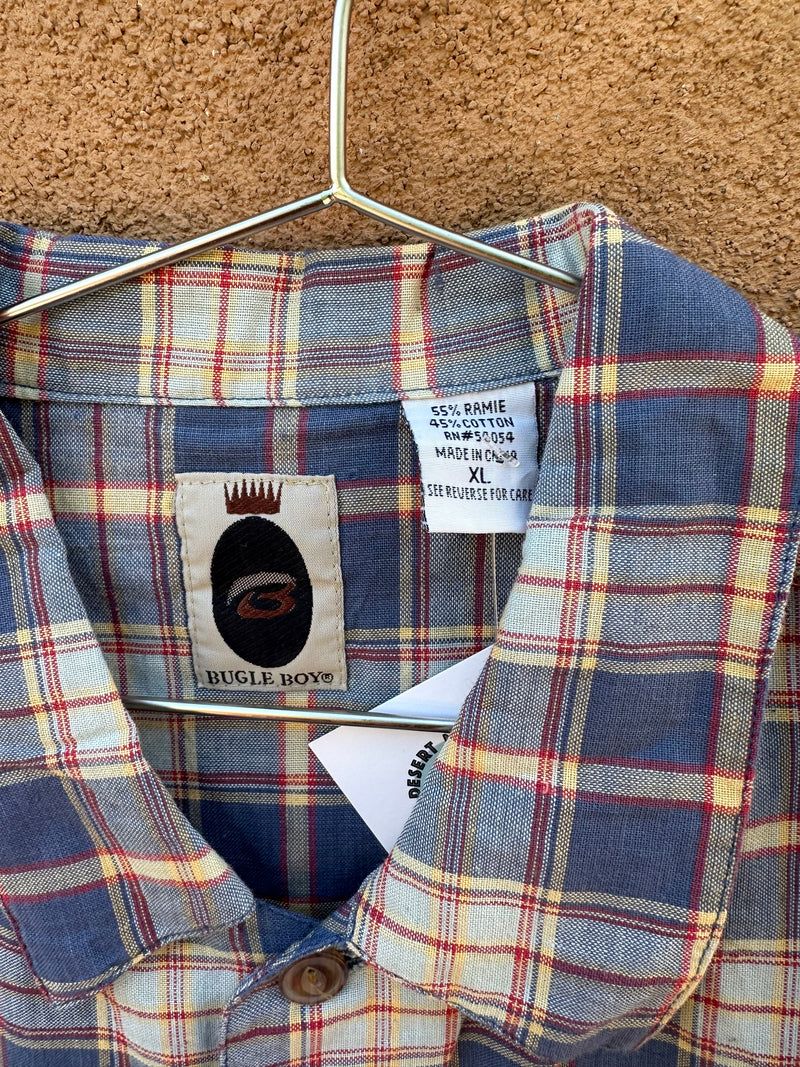 1980's Original Bugle Boy Blue Plaid Shirt