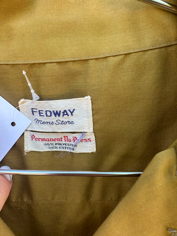 Drab Green 1950's Fedway Short Sleeve Shirt