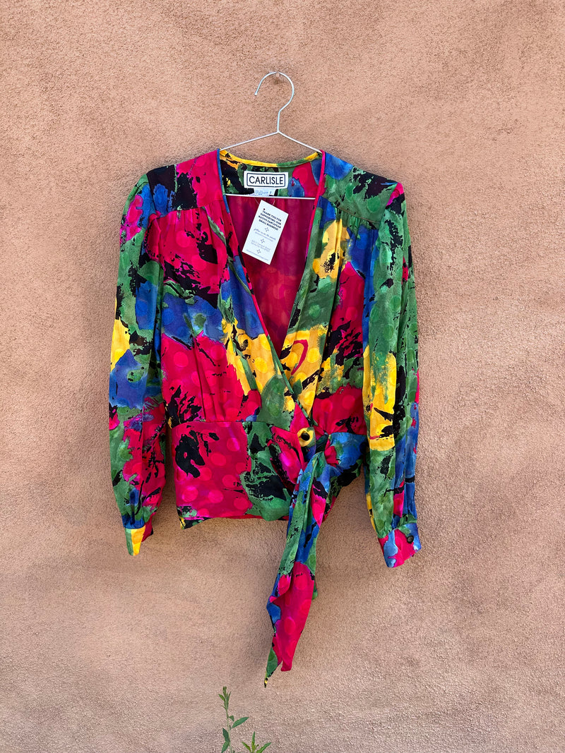 80's Carlisle Colorful Blouse - 100% Silk