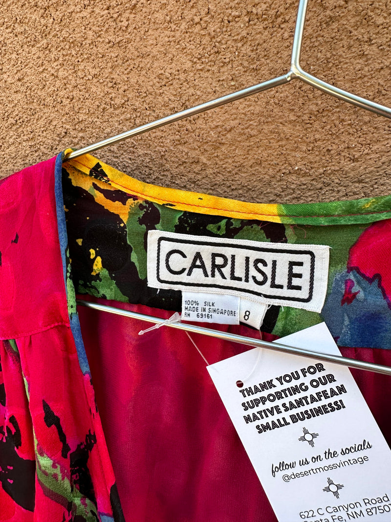 80's Carlisle Colorful Blouse - 100% Silk