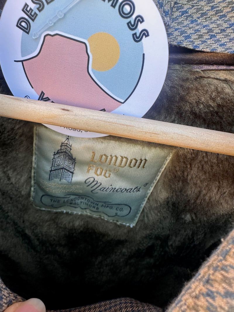 London Fog Maincoat 42 Long Houndstooth Coat