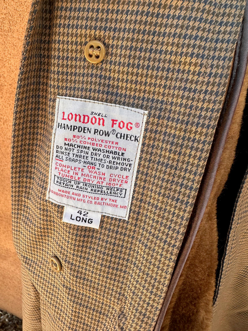London Fog Maincoat 42 Long Houndstooth Coat