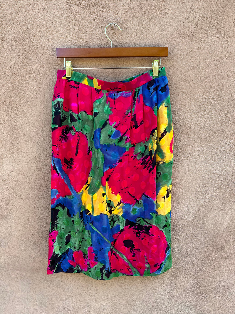80's Abstract Carlisle Silk Skirt - Size 10