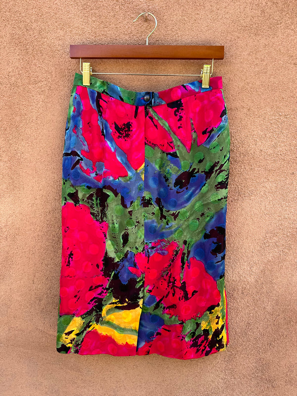 80's Abstract Carlisle Silk Skirt - Size 10