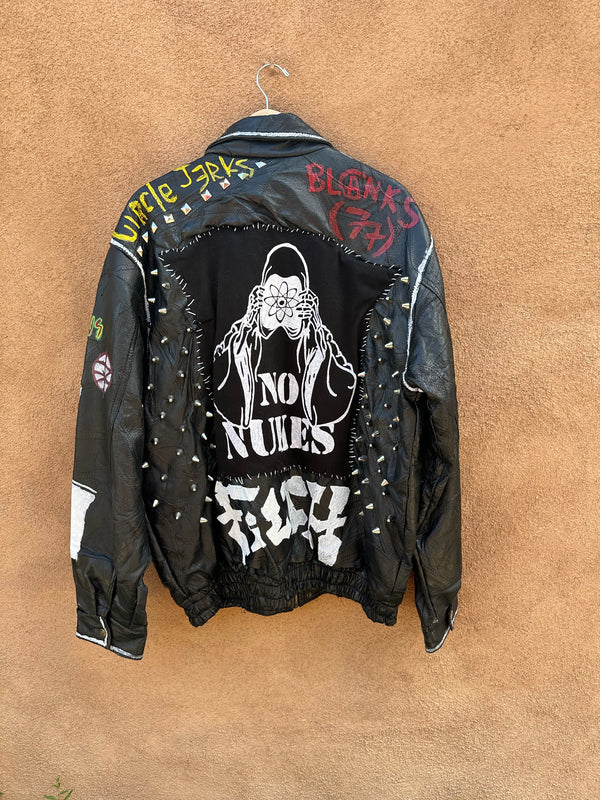 Hand Painted and Patched Punk Leather Jacket