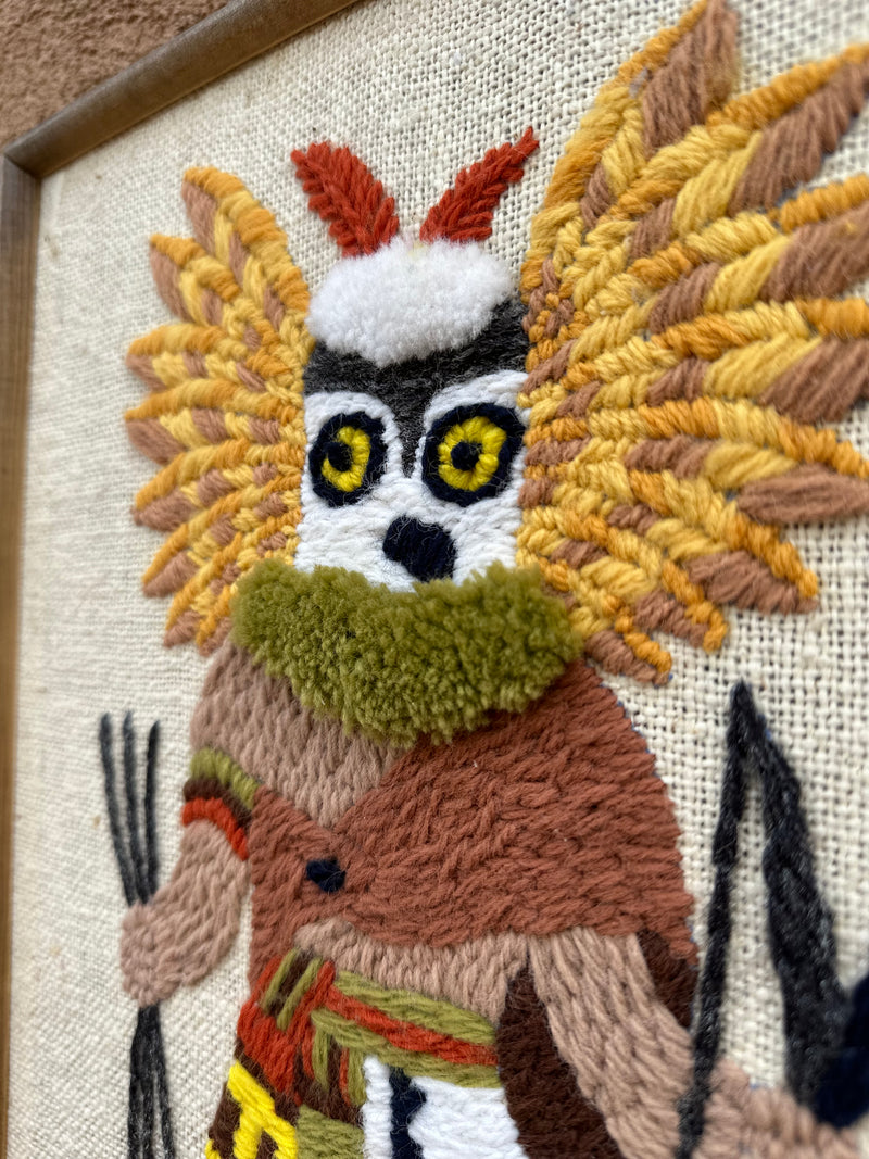 Eagle Kachina Fiber Art in Frame