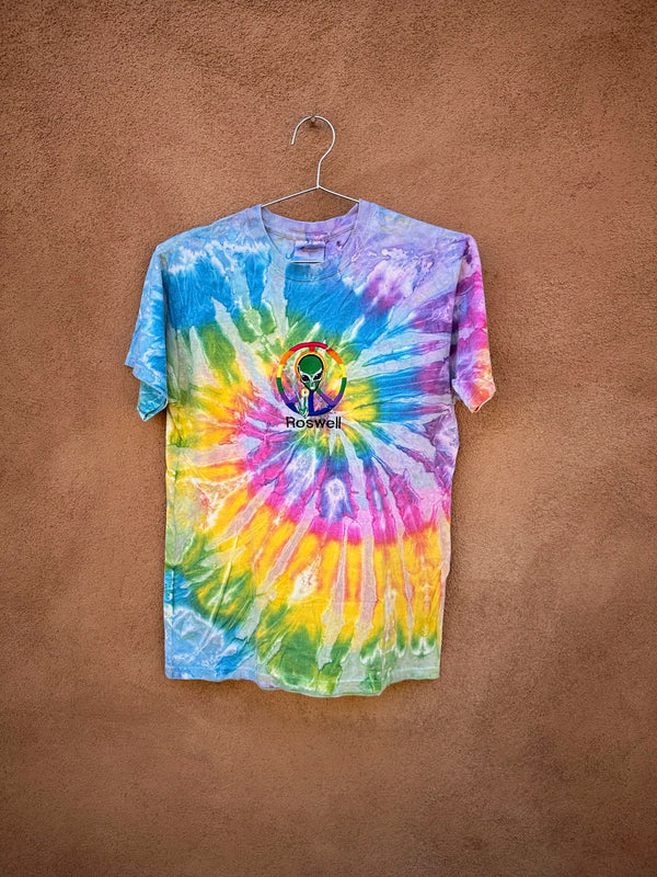 Embroidered Roswell Peace Alien Tie Dye T-shirt
