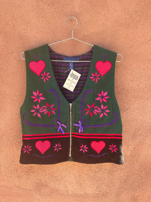 Karen Scott Heart Zip Up Vest
