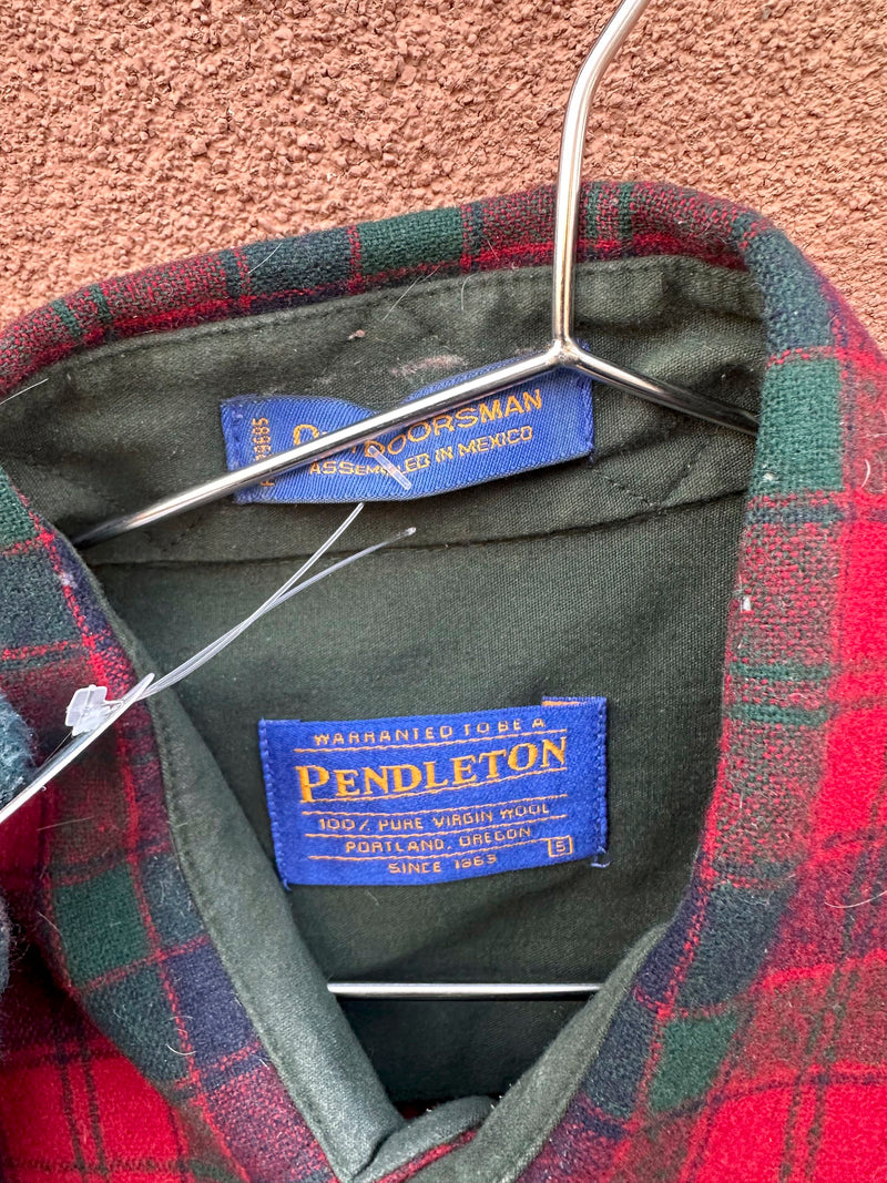 Red - Green Tartan Wool Pendleton Shirt - Small