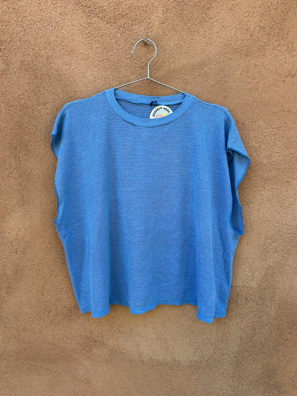 70's Light Blue Mesh Cropped Muscle Shirt - as is