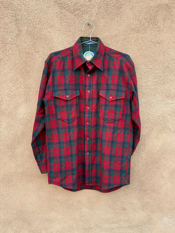 Red - Green Tartan Wool Pendleton Shirt - Small