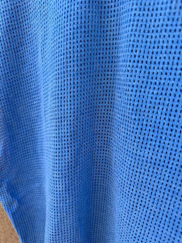 70's Light Blue Mesh Cropped Muscle Shirt - as is
