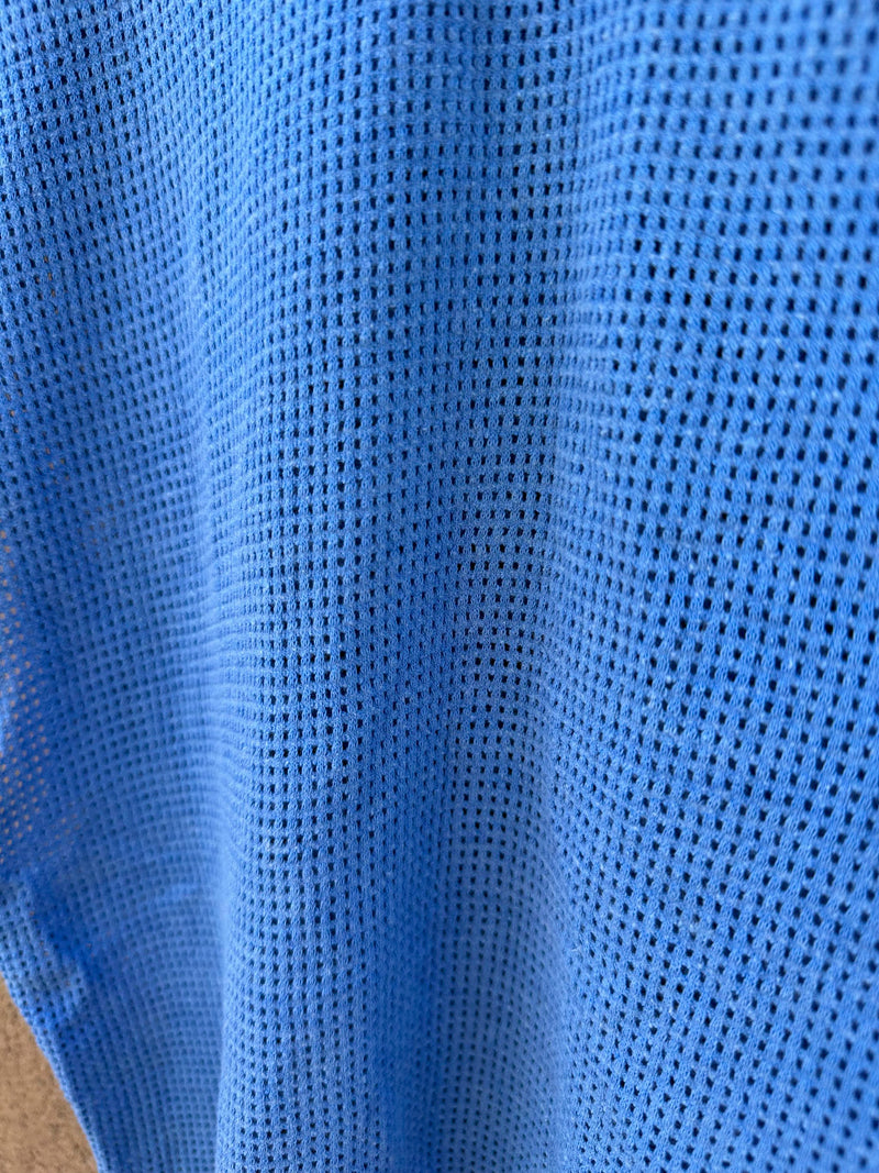 70's Light Blue Mesh Cropped Muscle Shirt - as is