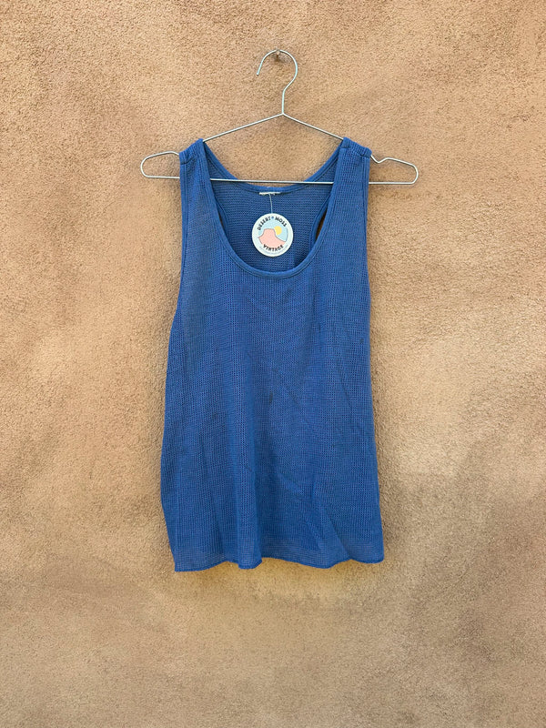 70's Blue Cropped Tank Top - as is