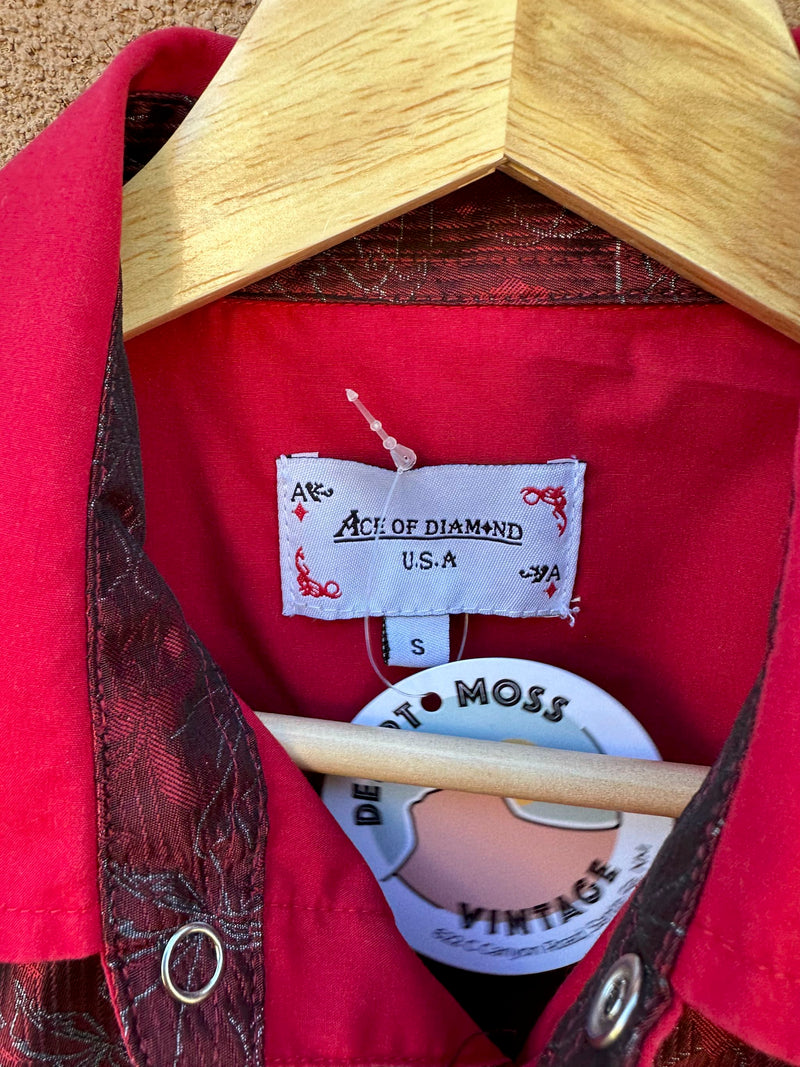 Red Ace of Diamonds Western Shirt with Satin Detail