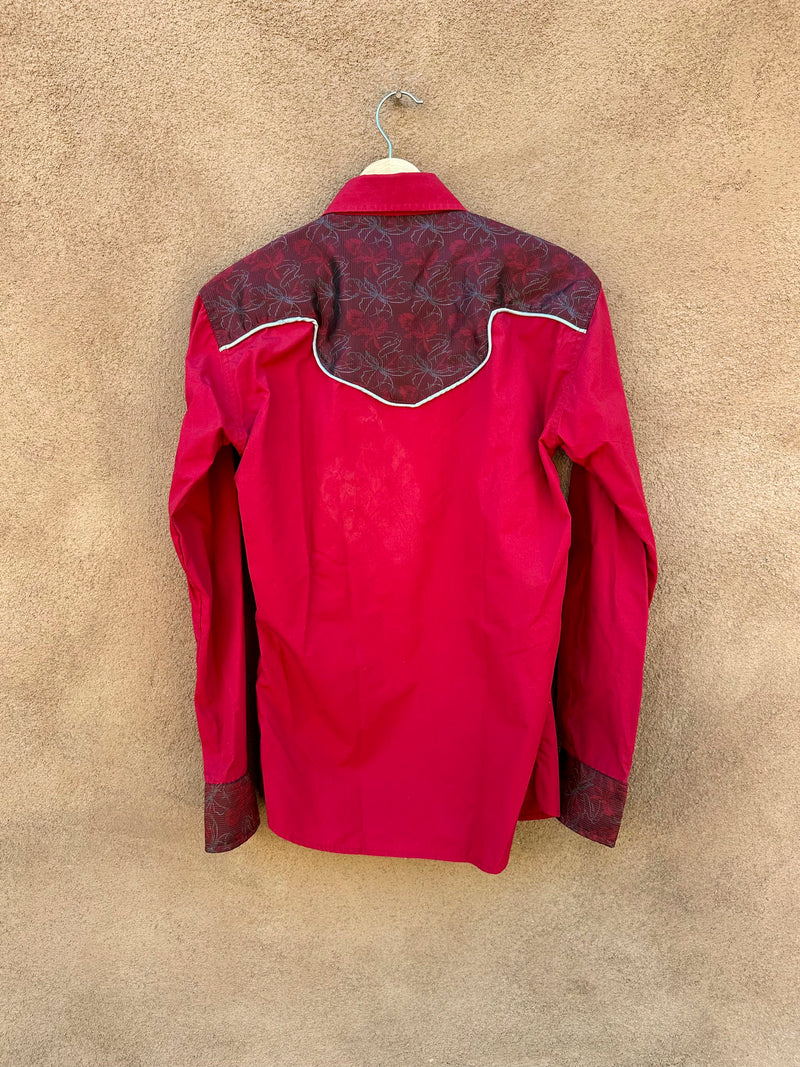 Red Ace of Diamonds Western Shirt with Satin Detail