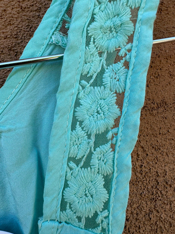 Seafoam Babydoll Tank Top with Lace