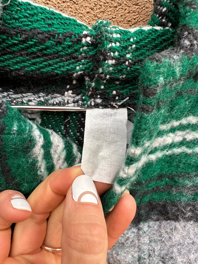 Green Mexican Blanket Style Drug Rug