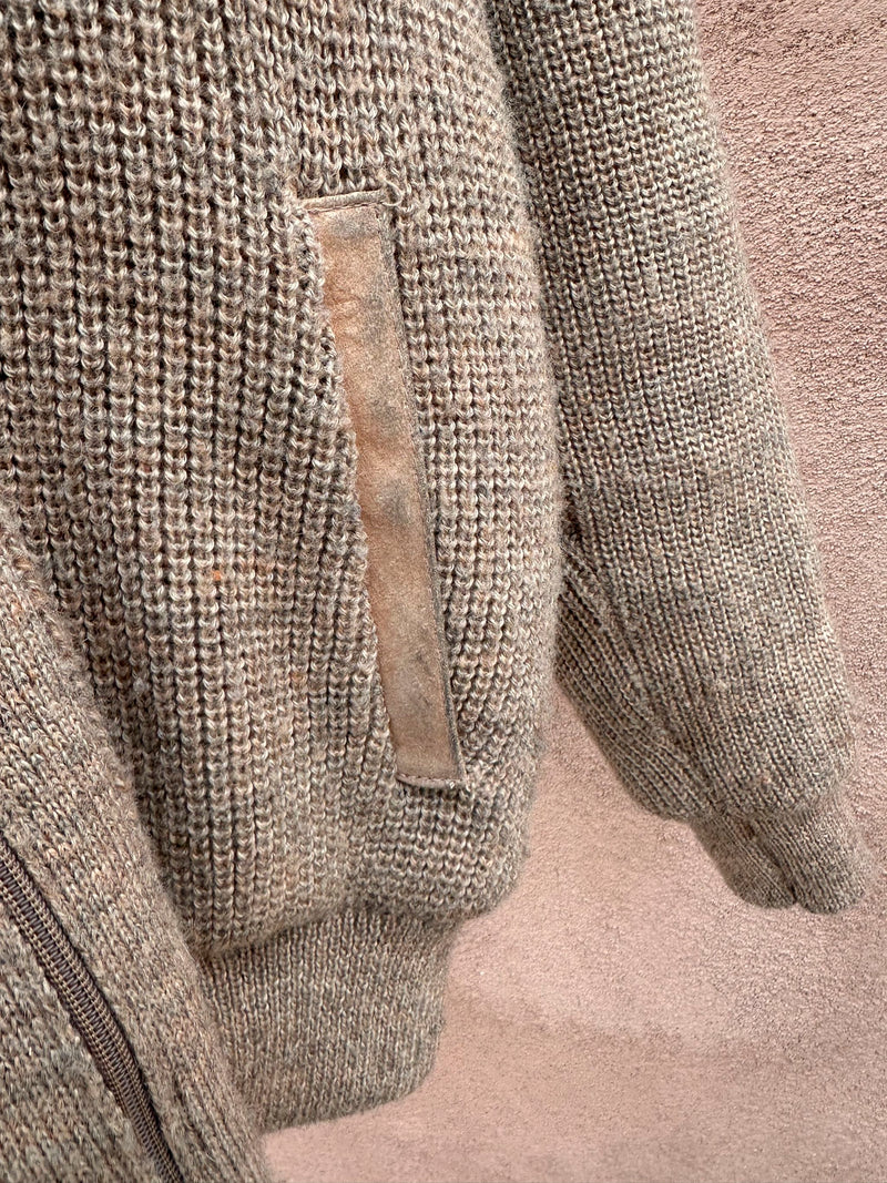 1970's Miller Outerwear Shearling Lined Western Cardigan