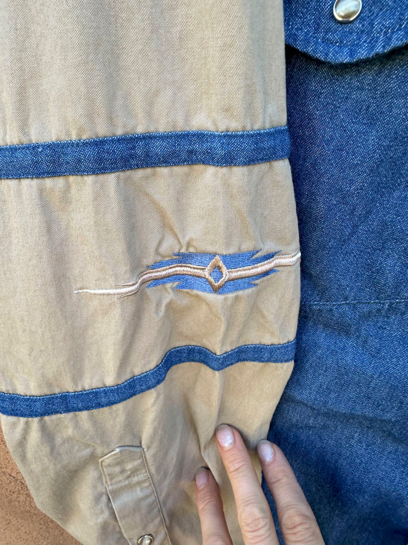 Blue and Tan Cotton/Denim Western Shirt