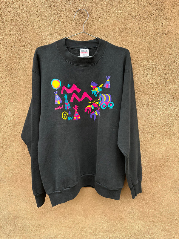 Pop Art Western Scene Sweatshirt - USA - XL