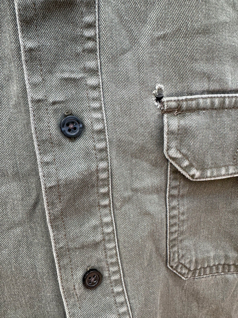 Drab Green Long sleeve Cotton Twill Shirt - as is