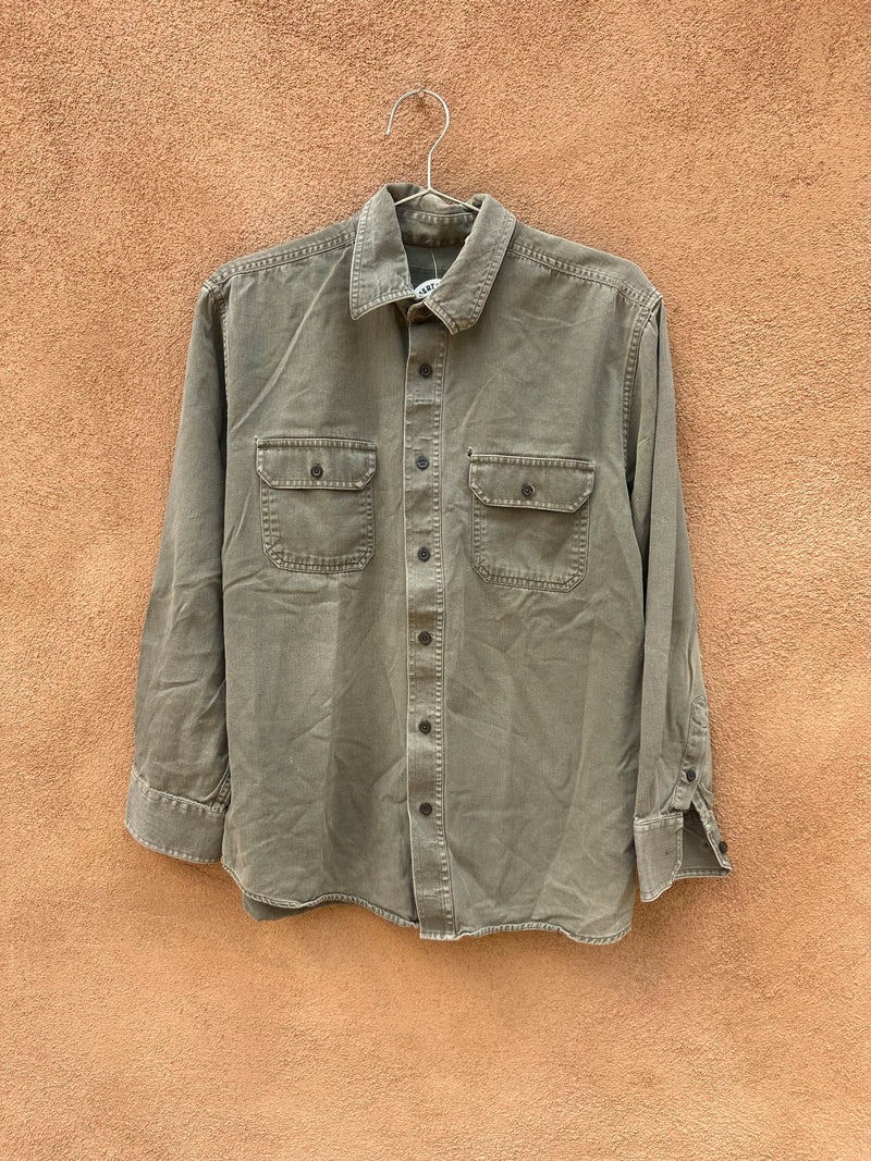 Drab Green Long sleeve Cotton Twill Shirt - as is