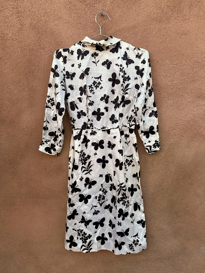 Vintage Black & White 1950's Acetate Butterfly Dress - as is Vintage Black & White 1950's Acetate Butterfly Dress - as is