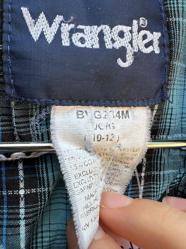 Kid's Blue Plaid Wrangler Shirt 10-12