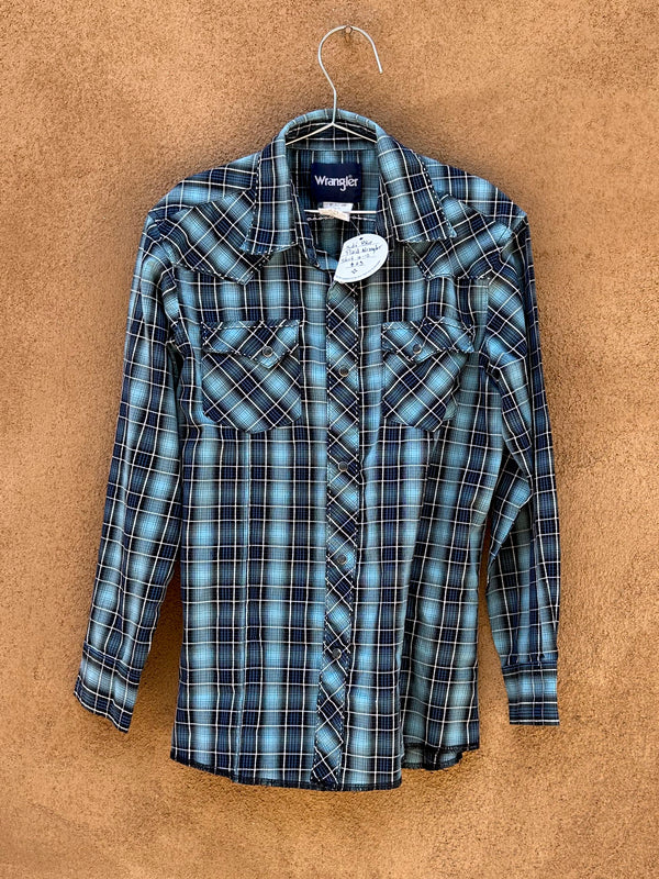 Kid's Blue Plaid Wrangler Shirt 10-12