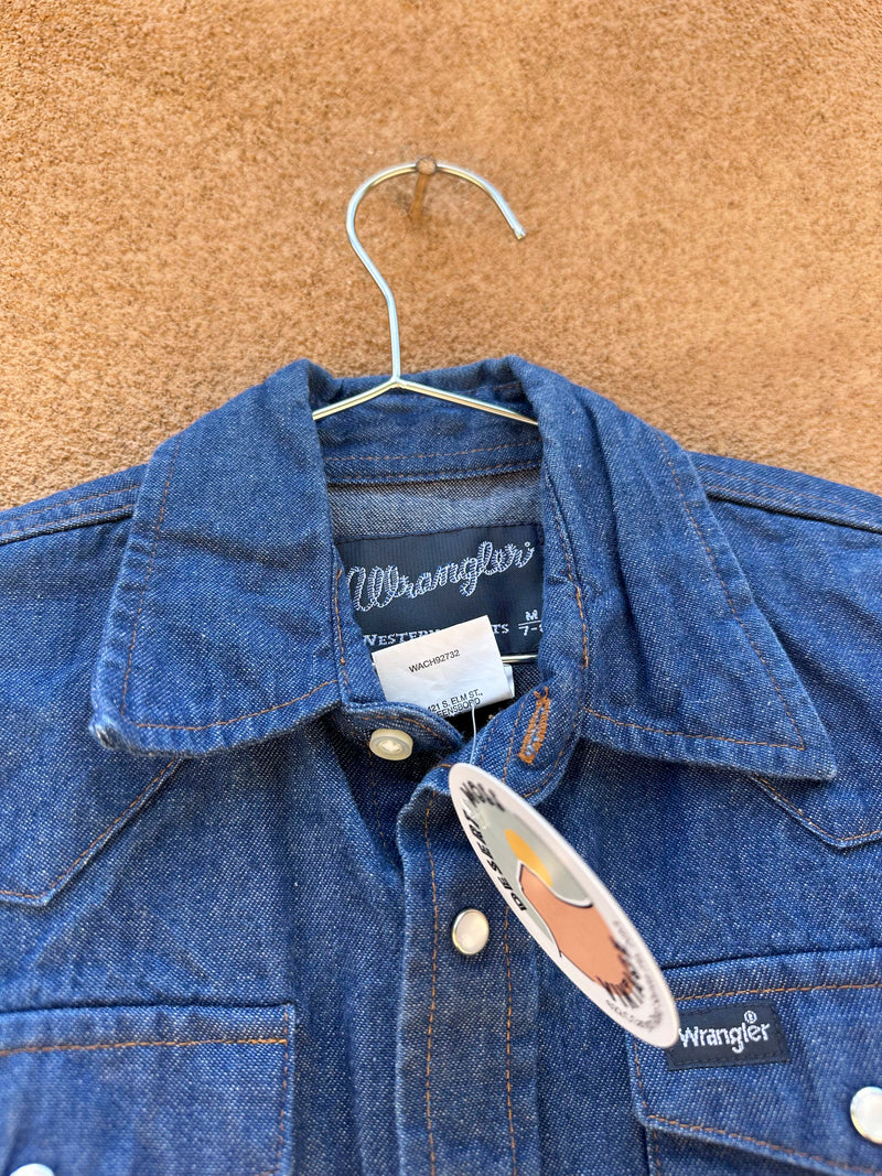 Boy's Wrangler Denim Pearl Snap Shirt 7/8